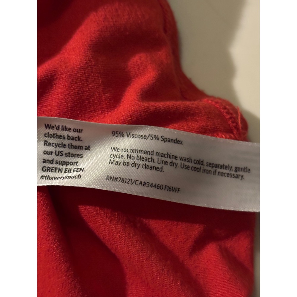 Eileen Fisher Red Viscose Jersey Asymmetrical Hem Long Sleeve Tunic Top XL - Picture 6 of 6